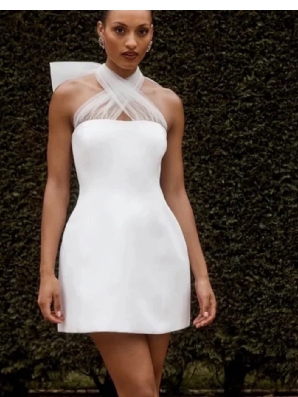 Meshki White Strapless A-Line Girls Dress with Veil